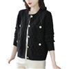 DBFBDTU Cardigan da donna casual a girocollo cardigan cappotto corto cardigan giacca bottoni maglia, Nero , XXL