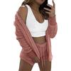 Generisch Pigiama da donna caldo e confortevole: set da 3 pezzi, con giacca, pigiama, morbido cappotto/pantaloncini/crop top peluche pigiameria morbido accappatoio pantaloncini invernali Loungewear Y2K, Colore: