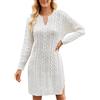 lozssnigzi Vestiti-Lana Donna Maglione al-Ginocchio Lungo Abiti Autunno Elegante Vestito Scollo a V Vestito-Maglione Donna Maniche Lunghe Abito in Maglia Invernali Moda