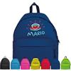 D&Vlab Zaino Zainetto Scuola Elementare Asilo Media Primaria per Ragazza Ragazzo Bambino Bambina Personalizzato Con Nome Ricamato e Ricamo ''Macchina'' Nero, Rosa, Blu, Rosso, Verde, Giallo