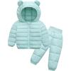 Freebily Tuta da Sci per Bambino e Ragazzo Unisex Tute da Neve Invernale Piumino Giacca con Cappuccio Giacche e Pantaloni Lunghi Elastici in Vita Snowsuit, 1-6 Anni Menta verde 2-3 anni