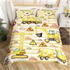 Homemissing Set di biancheria da letto per bambini e bambine, motivo: escavatore giallo, con motivo a cartoni animati, per cantieri edili, copriletto, in microfibra, 2 pezzi, singolo