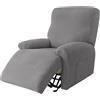 CLGTY Copripoltrona Relax Reclinabile 1 Posto Elastico Spandex Tessuto, 4-Pezzo Copripoltrona Relax Reclinabile Elettrica Con Tasche Copripoltrona Per Bambini Pets-grigio chiaro-1 posto