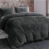 LS Home Laura Secret Set copripiumino in morbido pile a pelo lungo, federa per cuscino, morbido pile in finta pelliccia (carbone, matrimoniale)