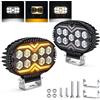 Fxlpower Fascio Largo Faro da Lavoro LED IP67 Giallo Bianco 4 in 2 Pezzi | Staffa 180°, 2200 Lumen, 50000 Ore, Dissipazione Calore, per Macchine Agricole e Cantieri