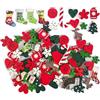 EODKSE Bottoni Natalizi in Legno, 50 Pezzi di Bottoni Decorativi Misti per Personalizzare Il Tuo Artigianato, Scrapbooking, Cartoline e Decorazioni per Il Natale, Miscelazione Casuale Creativa,