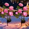 XRR Lampada Solare da Esterno 2 Pezzi luci solari del fiore della 10 rosa, Impermeabile Luci Esterno Solare Fiori Artificiali Da Led per esterni Giardino Cortile Natale(rosa)