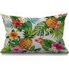 BGBDEIA Federa per cuscino rettangolare con foglie di ananas hawaiane, foglie di palma tropicali, fiori, 30 x 50 cm, decorazione per la casa, in cotone e lino, per letto, divano, verde, giallo, rosa,