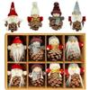 HERZONE Decorazioni Albero di Natale Ciondoli, 8 Pezzi Pigne Naturali Piccolo Gnomo Pendenti Addobbi Natalizi Regali, Fatte A Mano Bambola Folletto di Natale Decori per Camino
