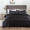Morbuy - Set di Copripiumino e Federa, in Raso, Set di Biancheria da Letto 3 Pezzi, per Bambini Cama 90-150x200cm Nero
