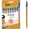 BIC Crystal Original - Penna a sfera con punta fine (08 mm), colori assortiti, corpo arancione, confezione da 10