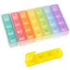Oneyijun Portapillole Settimanale 7 Giorni Mattino Mezzogiorno Sera Porta Pillole Giornaliero 28 Scomparti Portabilità Porta Pastiglie Pill Box per Vitamine Integratori e Medicinali (Colorato)