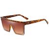 Dollger Oversized Occhiali da Sole da Donna Uomo Vintage Quadrato Flat Top Occhiali da Sole Protezione UV400 Montatura Leopardata/Lente Marrone