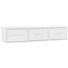prissent Mensola a Muro Galleggiante Scaffale da Parete con Cassetti Mensola Espositiva Mensola a Sospensione Design Moderno per Salotto Camera da Letto o Bagno Bianco 88x26x18.5 cm