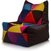 Ecopuf Solid | Pouf a Sacco Patchwork Design | Puff Poltrona Sacco in Microfibra Seduta con Schienale Alto | Pouf Poltrona a Sacco Relax Dim. 75X75 Cm