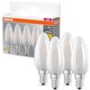 OSRAM LED BASE B40, confezione vantaggiosa con 4 lampadine, sostituisce le tradizionali lampadine da 40W, 4W, bianco caldo (2700K), vetro opaco, non dimmerabile, forma a candela, E14