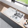 evineo m40 lavello da cucina con ripiano laterale La: 86 P: 50 cm, EV2003, m40 acciaio inox satinato lucido [Lavelli da Cucina > per Base Sottolavello a partire da 50 cm]