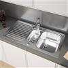 evineo m40 lavello da cucina con vaschetta secondaria e ripiano La: 100 P: 50 cm, EV2008, m40 acciaio inox satinato lucido [Lavelli da Cucina > per Base Sottolavello a partire da 60 cm]
