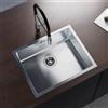 evineo m10 lavello da cucina La: 55 P: 45 cm, EV2103, m10 acciaio inox satinato lucido [Lavelli da Cucina > per Base Sottolavello a partire da 60 cm]