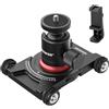 NEEWER Fotocamera Slider Dolly con testa a sfera e morsetto telefonico, 4 ruote tavolo Dolly con panoramica a 360°, compatibile con fotocamera mirrorless mini videocamere GoPro iPhone e telefoni