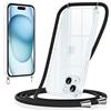 Xiltlly Cover per iPhone 15 6.1 con Cordino, Custodia con Laccio Collana Tracolla Trasparente Silicone TPU Bumper Back Antigraffio Antiurto Proteggere Protettiva Corda Clear Case per iPhone15, Nero