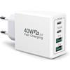 Yosou Caricatore USB C Multiplo,40W 4-Porte Ricarica Rapido Presa USB Alimentatore Spina Carica Cellulare Veloce Caricabatterie per iPhone 15 14 13 12 11 Pro, Samsung S24 S23 S22 Ultra A55 A15, Tablets