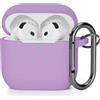 AOTUAO Compatibile con AirPods 4 Custodia Case Cover, Case Protettiva Antiurto Antiscivolo in Silicone per AirPods 4a Generazione (2024) (USB-C) Custodia con Moschettone, Lavanda