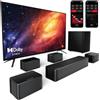 ULTIMEA 7.1 Soundbar TV, Compatibile con Dolby Atmos, Controllo APP, 4 Altoparlanti Surround Cablati, Sistema Audio Surround 460W con Subwoofer Wireless 6,5, Sistema Audio Home Theater, Poseidon D80