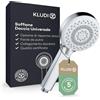 KLUDI-X1 Soffione doccia universale a risparmio idrico, 3 tipi di getto (corpo, capelli, pelle), soffione easy-clean Ø 10,7 cm, doccia cromo
