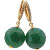 MISIS Orecchini Donna Pendenti in Argento 925 Made in Italy | Orecchini Lunghi Donna, Eleganti, Ideali per ogni Occasione | Oro 18 Carati con Agata e Zirconi Bianchi (Verde)