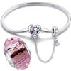 LNQOBU Bracciale in Argento con maglia Snake e chiusura a cuore Compatibile con Pandora Europei Charms da Donna