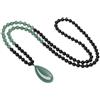 COAI Collana Rosario da Donna in Pietre Dure, Collana Mala 108 Grani in Onice e Avventurina Verde Annodate a Mano e Ciondolo Goccia