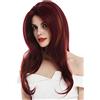 WIG ME UP - TYM-922-LF-BUGH119 Parrucca Donna Lace front Lunga Liscia Scalata Bordeaux Rame Rosso arancione Mèches