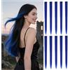 YTBYT 10 pezzi estensioni dei capelli colorati 22 pollici Colored Clip in Hair extensions per le donne di moda （Dritto, Blu）