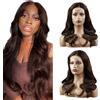 Creuost Parrucca Donna Capelli 4x1 Lace Front Human Hair #4 Brown Body Wave Ombre Brazilian Remy Virgin Hair Glueless Con Baby Hair Per Donne 20 Pollici