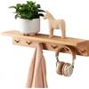 OAKERLAND Mensola da Muro in Legno con Ganci, 50cm Mensola da Parete in Rovere Massello, Appendiabiti da Parete con Mensola per Ingresso, Camera da letto, Soggiorno, Ufficio, Bagno (70cm - 6Ganci)