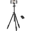 Andoer Q160H - Treppiede da viaggio professionale montato orizzontalmente, con testa a sfera panoramica a 360 gradi, supporto per telefono per fotocamere DSLR, smartphone, compatibile con Canon Nikon