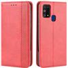 HualuBro Cover per Samsung Galaxy M31, Flip Cover a Libro in Retro PU Pelle Magnetica Antiurto Case Portafoglio Custodia per Samsung Galaxy M31 Cover (Rosso)