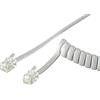 goobay 50246 Cornetta Telefonica Cavo a Spirale, Cavo Piatto con Spina Rj10 (4P4C) a Spina Rj10 (4P4C); Bianco; 2 Metri