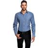 EMBRAER Camicia Uomo Eleganti, Taglio Aderente/Slim-Fit, Collo Classico, Manica Lunga, a Righe - Facile da Stirare Blu 37-38