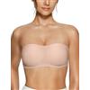 Vertvie Reggiseno senza spalline senza spalline senza cuciture imbottito reggiseno a fascia antiscivolo in silicone top push up convertibile bralette, Colore della pelle., S