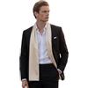 LA FERANI Sciarpa da Uomo 100% Seta Chiffon 180 x 80 cm Tinta Unita per Abito Blu Scuro, Panno di Seta Stola Business Style Regalo per Lui, Bianco (Crema)