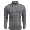 COOFANDY Maglione da uomo a collo alto, a maniche lunghe, slim fit, basic con motivo a treccia, grigio., L