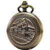 Treeweto - Orologio da taschino con catena da uomo, analogico, carica manuale, locomotiva a vapore, in legno con venature, doppia cerniera, bronzo