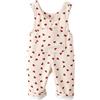 Happy Cherry Salopette Bimba Tuta in Velluto a Coste Tutina Pantaloni con Bretelle Regolabili Pagliaccetto Bambina Senza Maniche Cuore Stampato per Primavera Autunno, Beige 18 Mesi