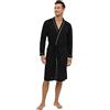 Generic Accappatoio da uomo, leggero e corto, vestaglia da uomo, sexy, in raso, leggero, da notte, da uomo, sottile, estivo, a maniche lunghe, in raso, da notte, Nero , L