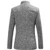 Generic Giacca da uomo con colletto rialzato, Giacca da abito slim con collo alto, Blazer formale con colletto alla coreana per gli uomini, Blazer sartoriale con bottoni, Cappotto elegante senza colletto da