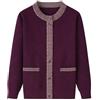 OFFSUM Maglione Cardigan Da Donna - Cappotto Lavorato A Maglia Da Nonna Con Scollo Rotondo Caldo Autunno Inverno Manica Lunga Monopetto Con Tasca Cardigan Largo Viola 6Xl