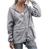 GKZA Impermeabile da donna, leggero, con cappuccio, regolabile, con tasca, per attività all'aperto, 02-grigio Giacca Antipioggia, Medium