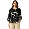 Oltre: Blusa in Cotone Fantasia con Spilla Nero. M Stagione Primavera Estate 2024.